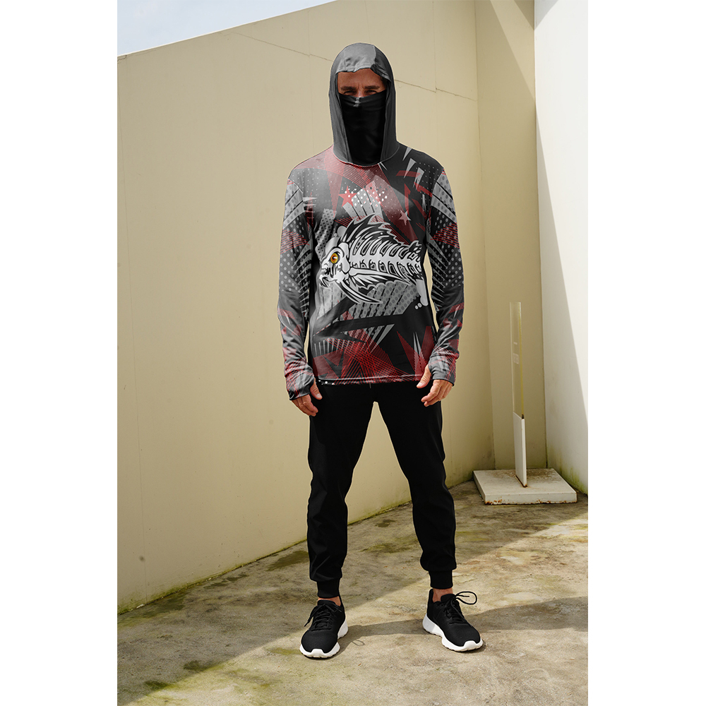 Men Fish Print Fishing Hoodie  - Fishing Shirt Uv Protection 评论和价格
